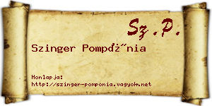 Szinger Pompónia névjegykártya